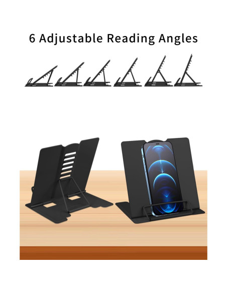 Soporte de Libro MSDADA Ajustable de Metal Negro 15x15.5cm