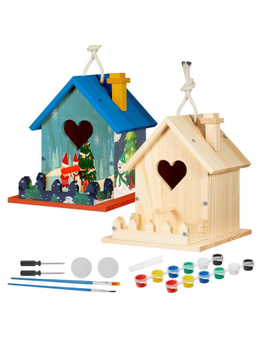 Kit Casa para Aves de Madera DIY Juexica 2 Pack 32.9x25cm