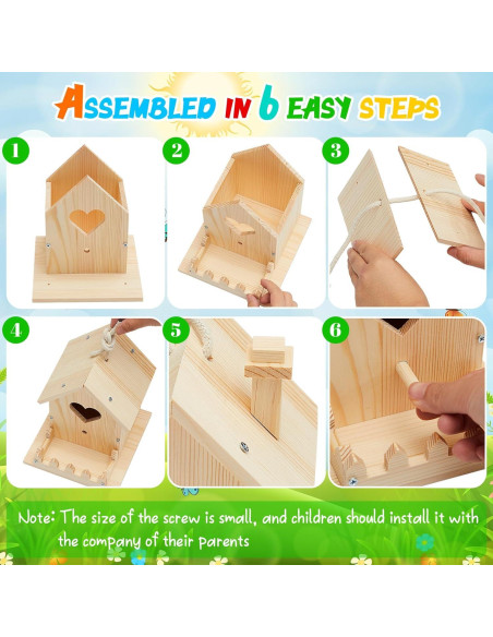 Kit Casa para Aves de Madera DIY Juexica 2 Pack 32.9x25cm