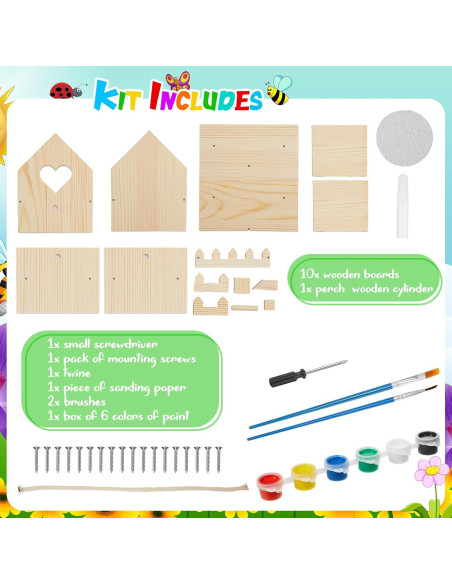 Kit Casa para Aves de Madera DIY Juexica 2 Pack 32.9x25cm