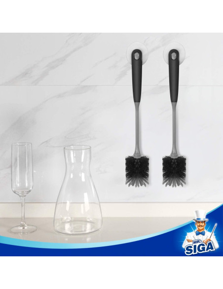 Cepillo para Botellas MR.SIGA, Mango Largo 32.8 cm, Paquete de 2