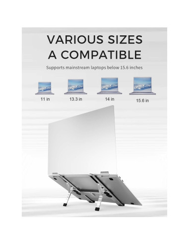 Soporte Plegable para Laptop Junfire, Aluminio, 6 Niveles, 39.6 cm