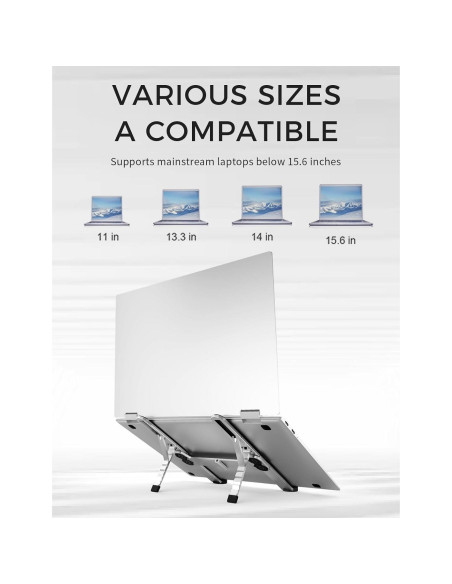 Soporte Plegable para Laptop Junfire, Aluminio, 6 Niveles, 39.6 cm