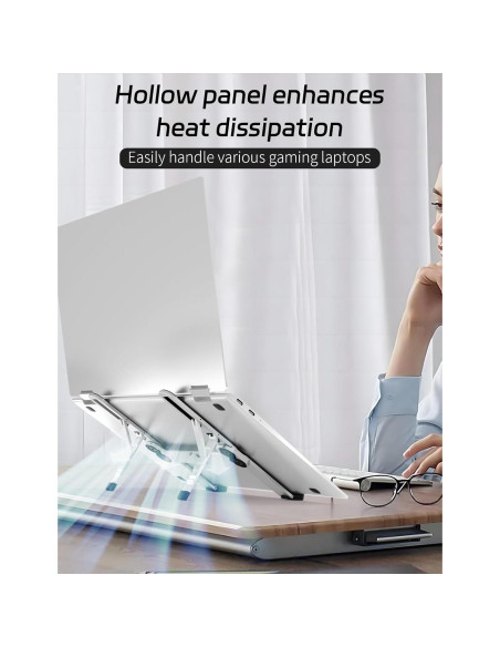 Soporte Plegable para Laptop Junfire, Aluminio, 6 Niveles, 39.6 cm