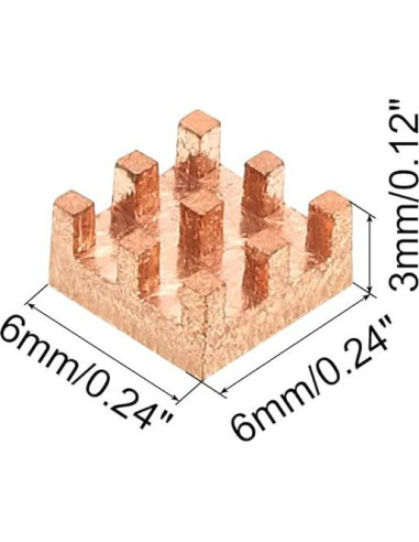 Disipador de Cobre MECCANIXITY 6x6x3mm con Adhesivo - Paquete de 5