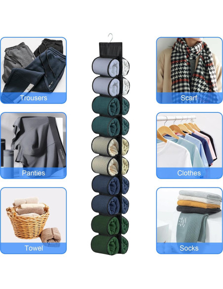 Organizador Colgante de Leggings Ioryseg 20 Bolsillos Negro