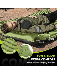 Colchoneta Doble QZWLFY DSP-1 Autoinflable 10 cm Verde 2