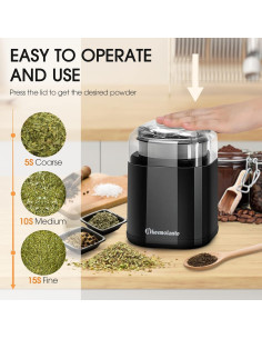 Molino de Especias Eléctrico Hermolante 200W Compacto Negro 2