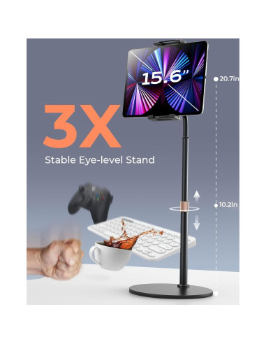 Soporte para iPad LISEN LE785 ajustable 4.7-15.6" negro