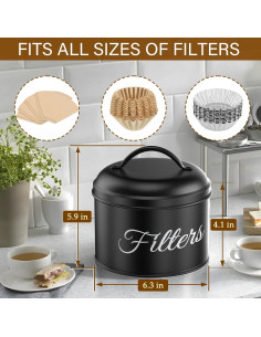 Soporte para Filtros de Café YOAEAILY Grande Negro 5L 2