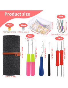 Juego de Ganchos de Crochet para Dreadlocks QMNNMA 48 Pcs 2