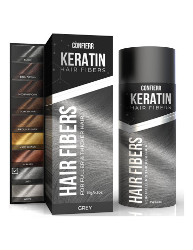 Fibras de Keratina CONFIERR 15g Color Gris para Cabello