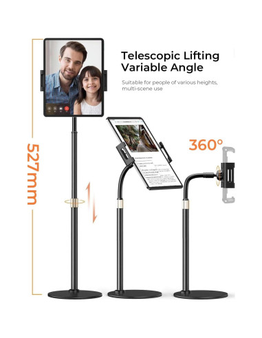 Soporte para iPad LISEN LE785 ajustable 4.7-15.6" negro