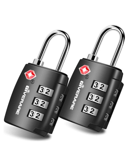2 Candados de Equipaje GIVERARE TSA551 Combinación 3 Dígitos