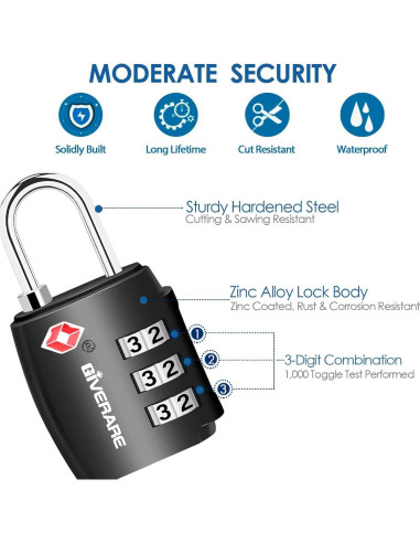 2 Candados de Equipaje GIVERARE TSA551 Combinación 3 Dígitos