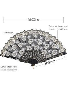 Abanicos Plegables Vintage BABEYOND 8pcs Floral Ciruelo 2