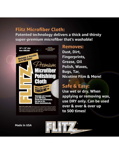 Paño de Limpieza de Microfibra Flitz 40.64x40.64cm Gris 4 Pzas