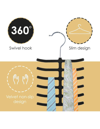 Organizador de Corbatas Home Basics - Paquete de 3, Antideslizante