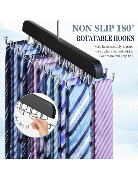 Perchero de Corbatas Fitnice de Madera Antideslizante 20 Ganchos