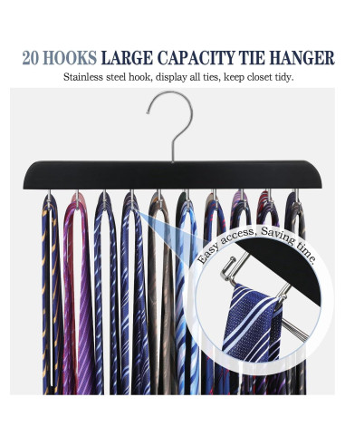 Perchero de Corbatas Fitnice de Madera Antideslizante 20 Ganchos
