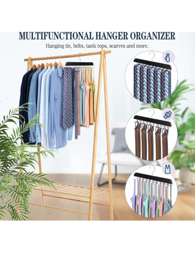 Perchero de Corbatas Fitnice de Madera Antideslizante 20 Ganchos