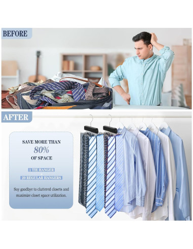 Perchero de Corbatas Fitnice de Madera Antideslizante 20 Ganchos