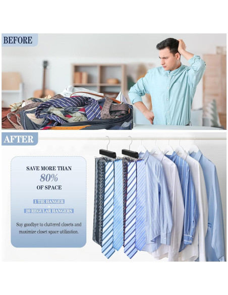 Perchero de Corbatas Fitnice de Madera Antideslizante 20 Ganchos