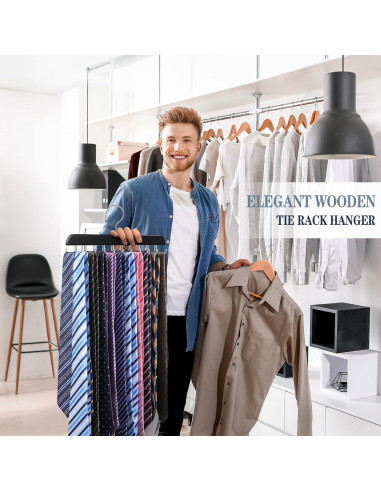 Perchero de Corbatas Fitnice de Madera Antideslizante 20 Ganchos