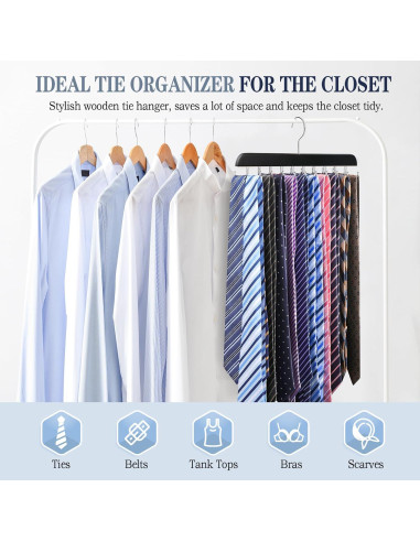 Perchero de Corbatas Fitnice de Madera Antideslizante 20 Ganchos