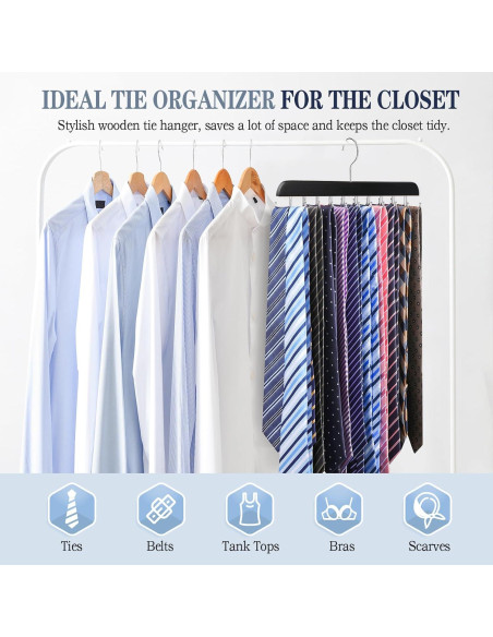 Perchero de Corbatas Fitnice de Madera Antideslizante 20 Ganchos