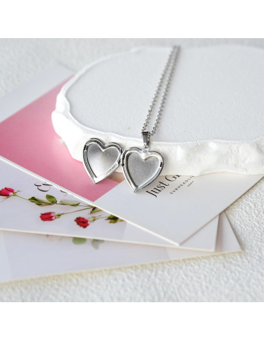 Collar Medallón Corazón Plata con Flores Prensadas - Regalo Mujer