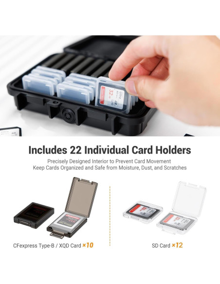 Estuche KIWIFOTOS para 22 Tarjetas SD y CF IP67 Impermeable