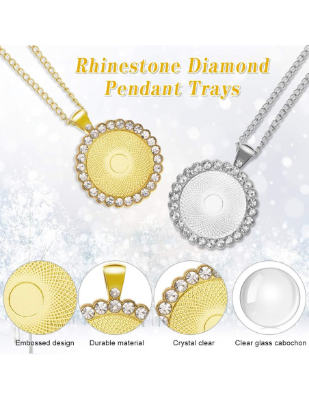 12 Bandejas de Colgante Redondas Jetec 25 mm con Cabochones