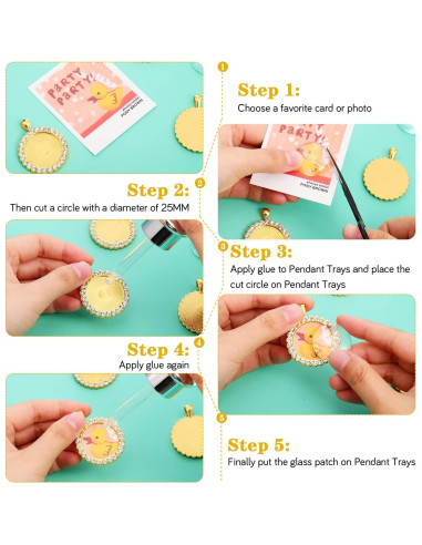 12 Bandejas de Colgante Redondas Jetec 25 mm con Cabochones