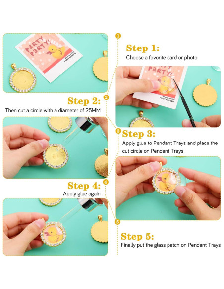 12 Bandejas de Colgante Redondas Jetec 25 mm con Cabochones