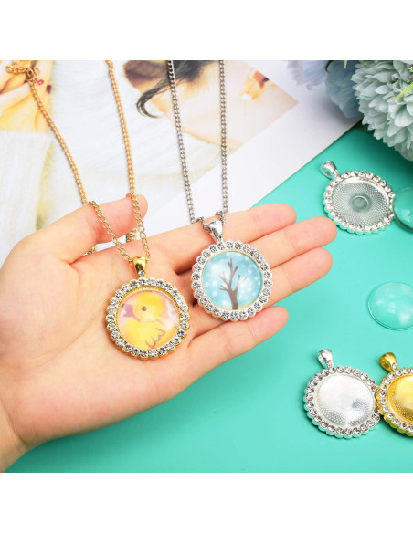 12 Bandejas de Colgante Redondas Jetec 25 mm con Cabochones