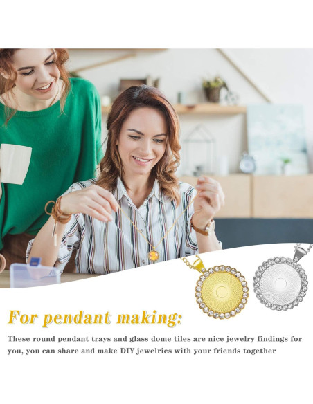 12 Bandejas de Colgante Redondas Jetec 25 mm con Cabochones