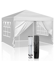 Carpa Plegable VINGLI 3x3m con Paredes Laterales Blanca
