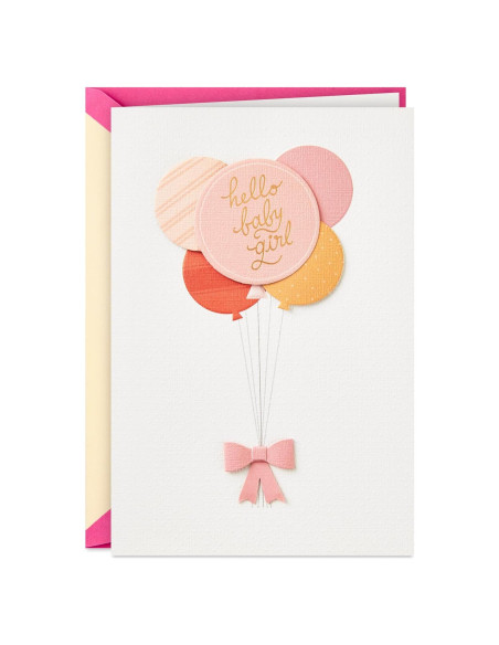 Tarjeta de Baby Shower Hallmark para Niña con Globos 12.7x18.3cm