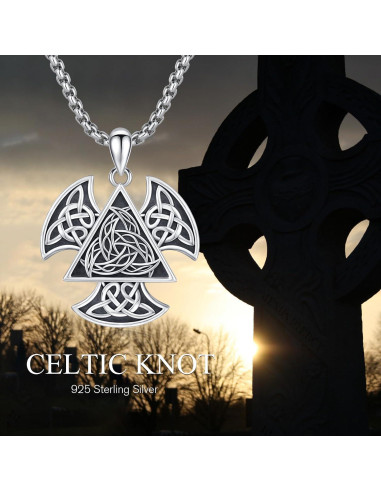 Collar Vikingo 925 Plata Esterlina Nudo Celta 28mm