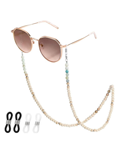 Cadena de Gafas de Perlas de Madera y Piedra Natural Knagsfa
