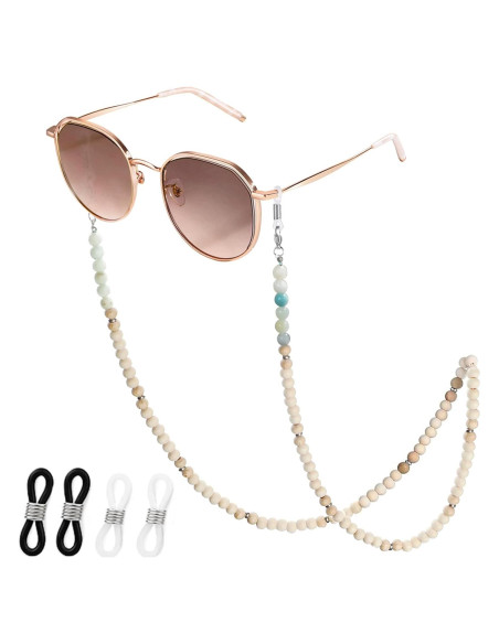 Cadena de Gafas de Perlas de Madera y Piedra Natural Knagsfa