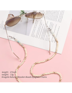 Cadena de Gafas de Perlas de Madera y Piedra Natural Knagsfa 2