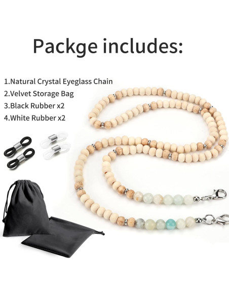 Cadena de Gafas de Perlas de Madera y Piedra Natural Knagsfa