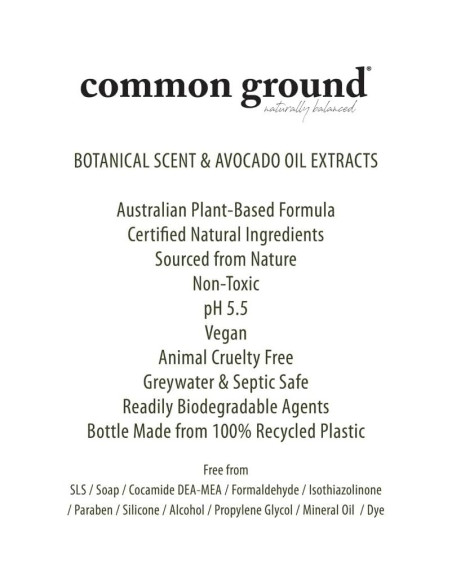 Gel de Ducha Natural 500ml Common Ground - Orgánico y Vegano Gel de Ducha Natural 500ml Common Ground - Orgánico y Vegano