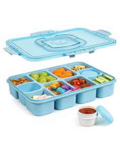 Contenedor Snackle Box Caperci Grande 10 Compartimentos Azul
