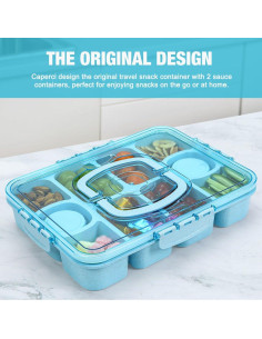 Contenedor Snackle Box Caperci Grande 10 Compartimentos Azul 2