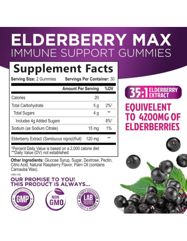 Gomitas de Saúco Nature's Nutrition 60 Unidades - Apoyo Inmunológico