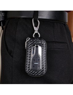 Funda de Llave Universal LinsCraft de Cuero Negro para Auto 2