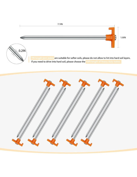 12 Estacas de Camping AVOFOREST 18 cm Antioxidante Naranja